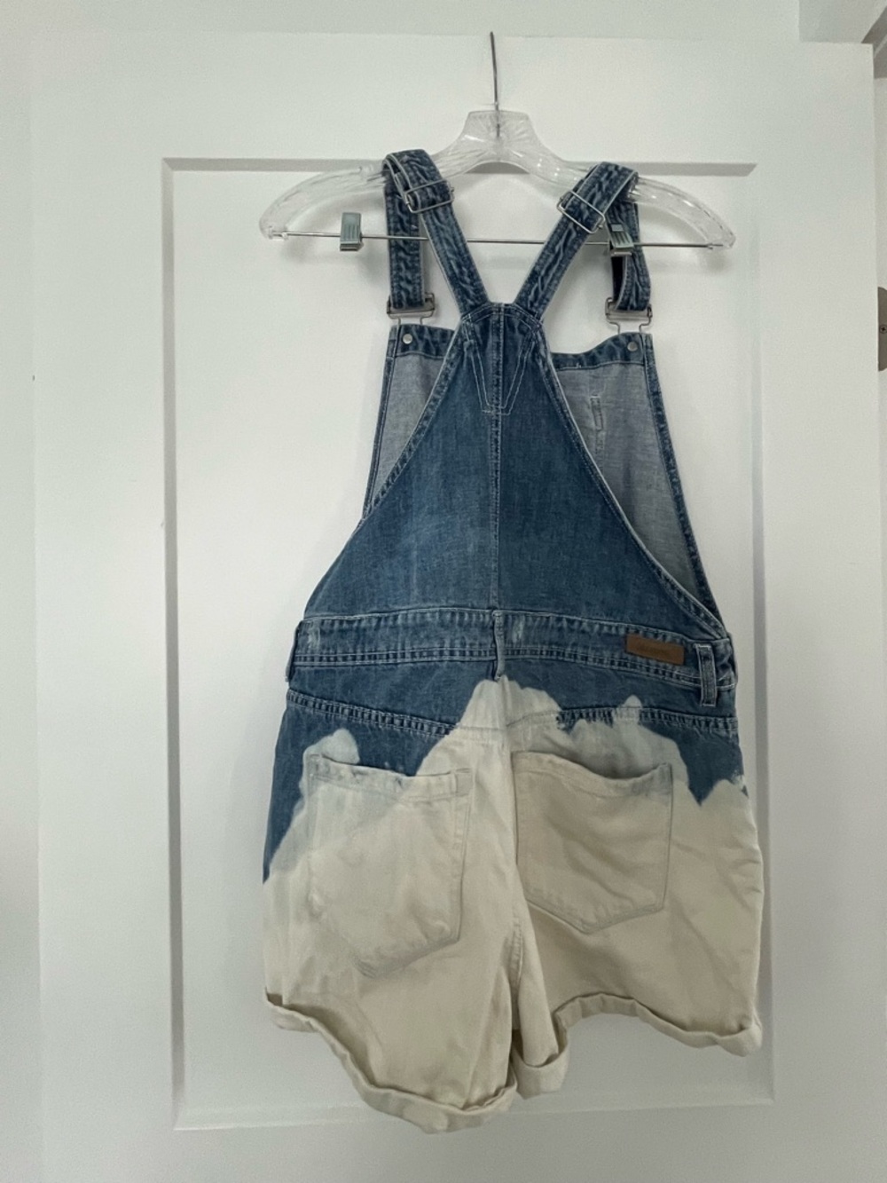 Blank NYC Two-Tone Denim Overalls Shorts